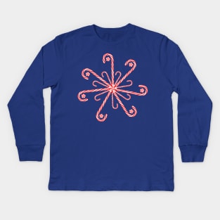 Peppermint Candy Cane Snowflake Kids Long Sleeve T-Shirt